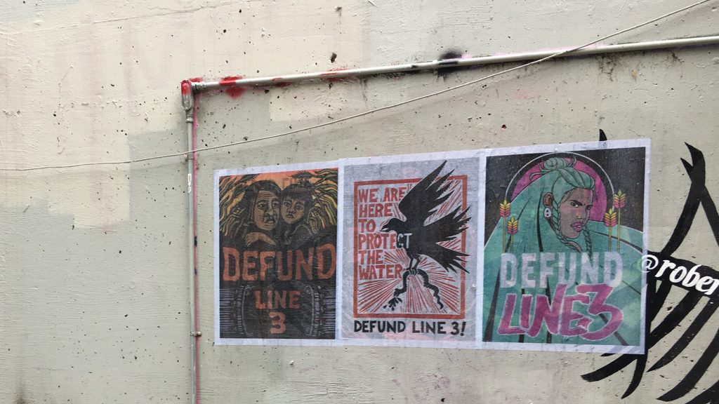 #DefundLine3 wheatpasting in various major cities.